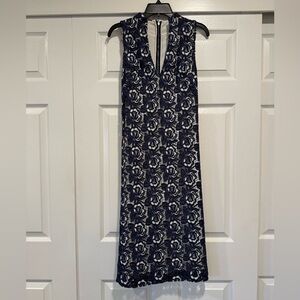 Alice + Olivia Navy and White Floral Applique Dress